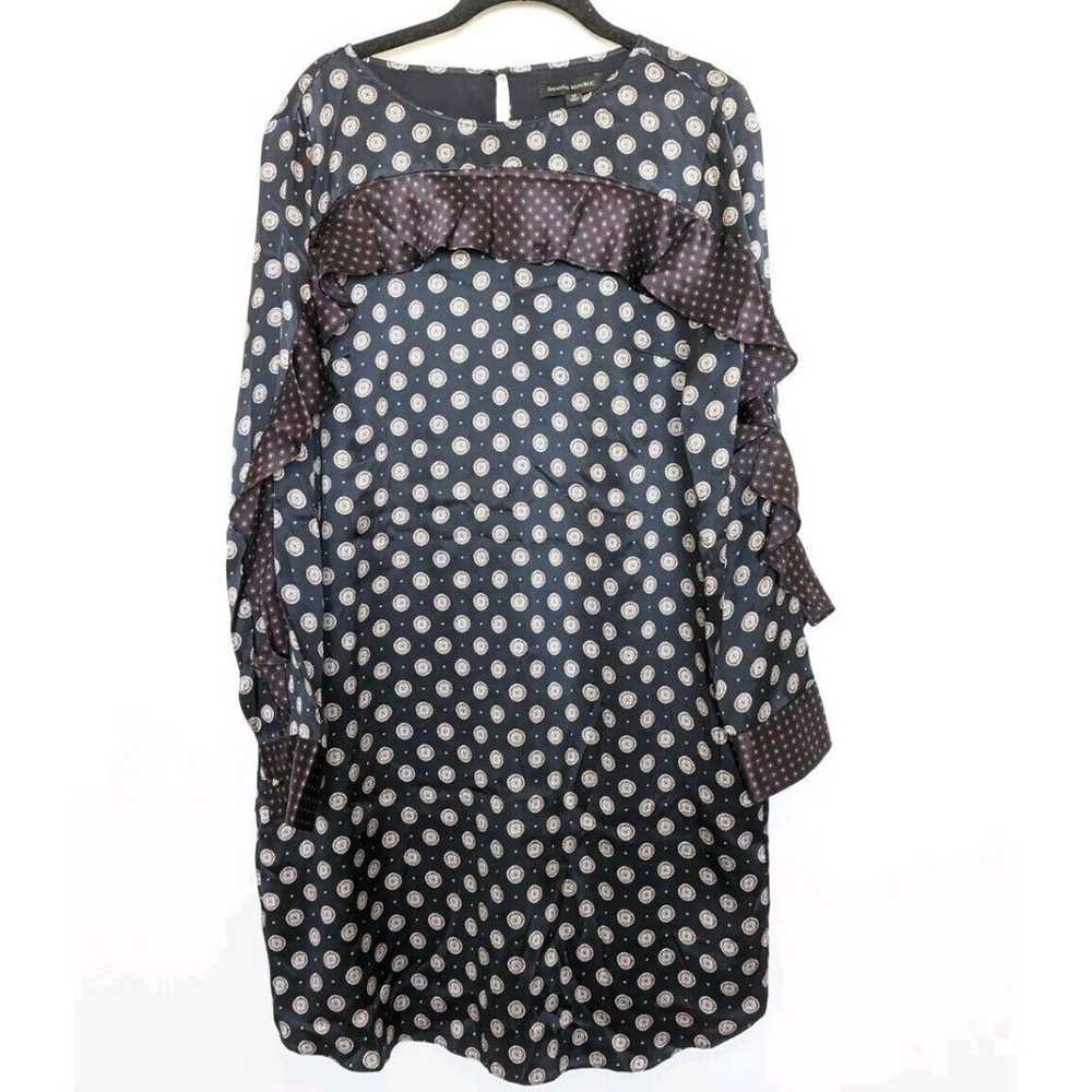 BANANA REPUBLIC Silk Dress Womens Size 12 Blue Ru… - image 4