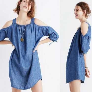 Madewell Chambray Cold-Shoulder Dress XL - image 1