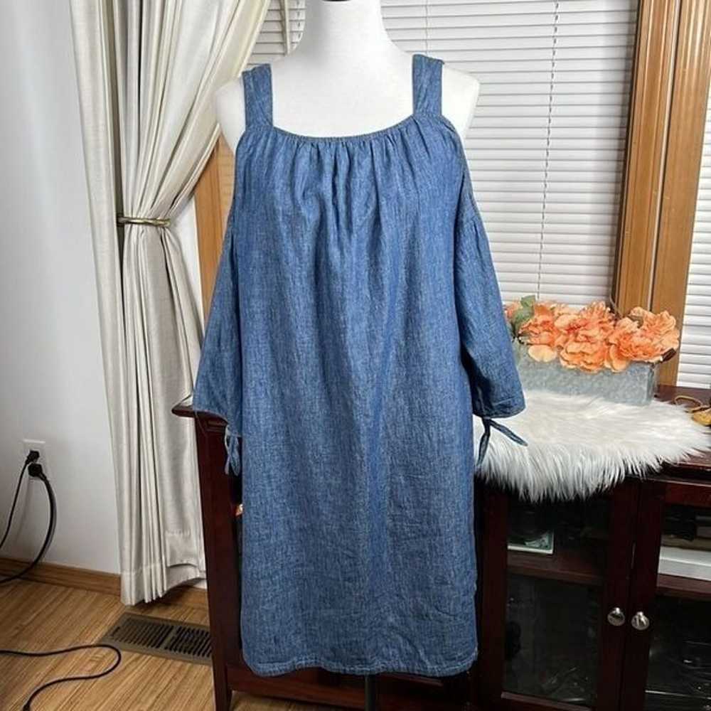 Madewell Chambray Cold-Shoulder Dress XL - image 2