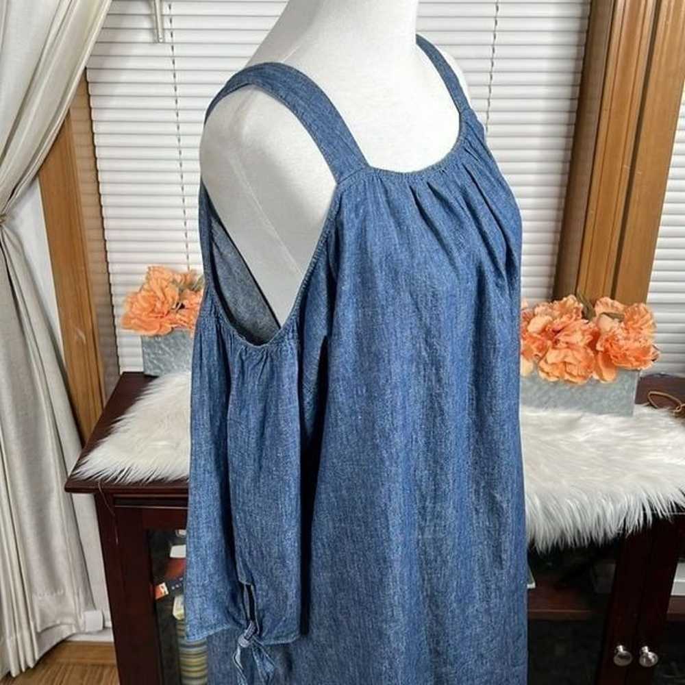 Madewell Chambray Cold-Shoulder Dress XL - image 3