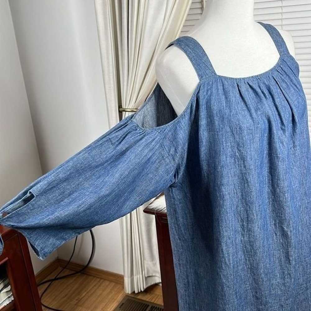 Madewell Chambray Cold-Shoulder Dress XL - image 4
