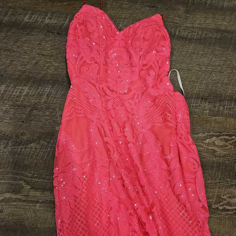 Bright Pink Sequin Prom Dress Size 2 - image 11