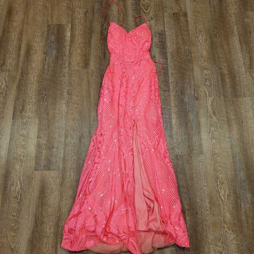 Bright Pink Sequin Prom Dress Size 2 - image 1