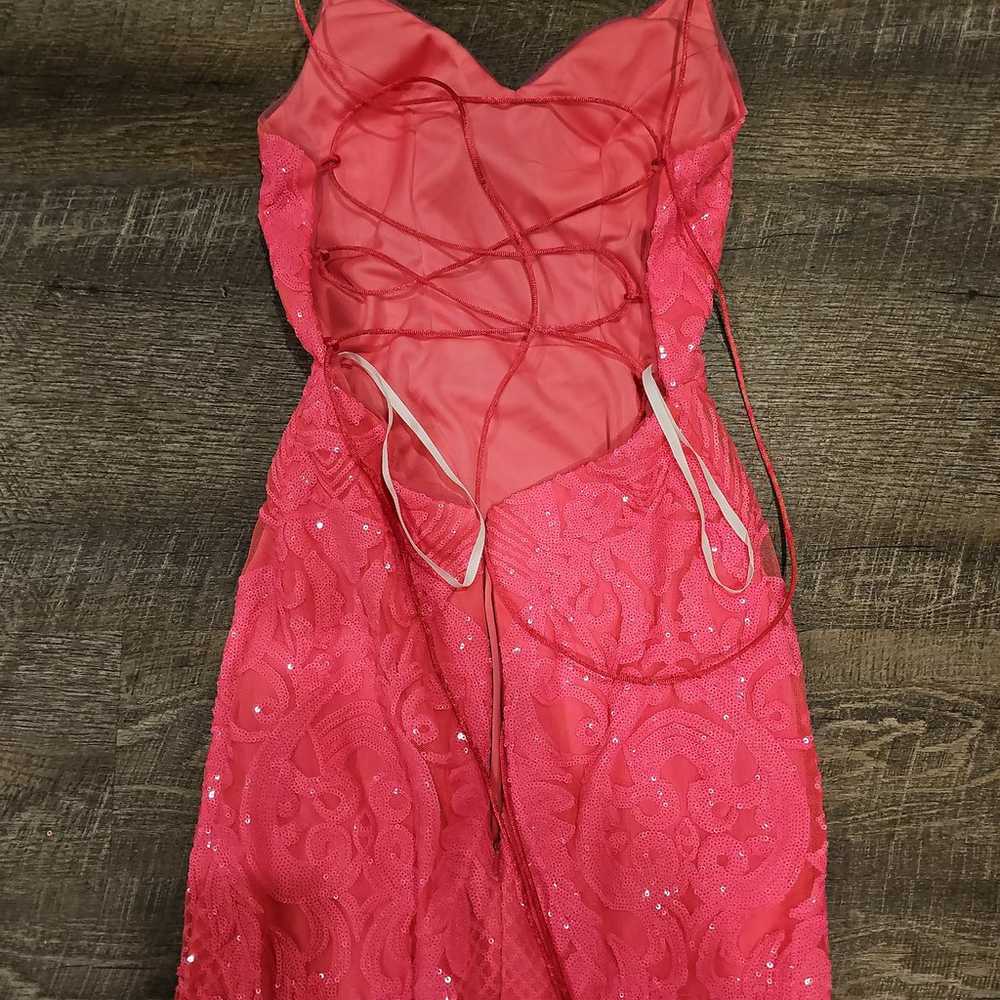 Bright Pink Sequin Prom Dress Size 2 - image 7