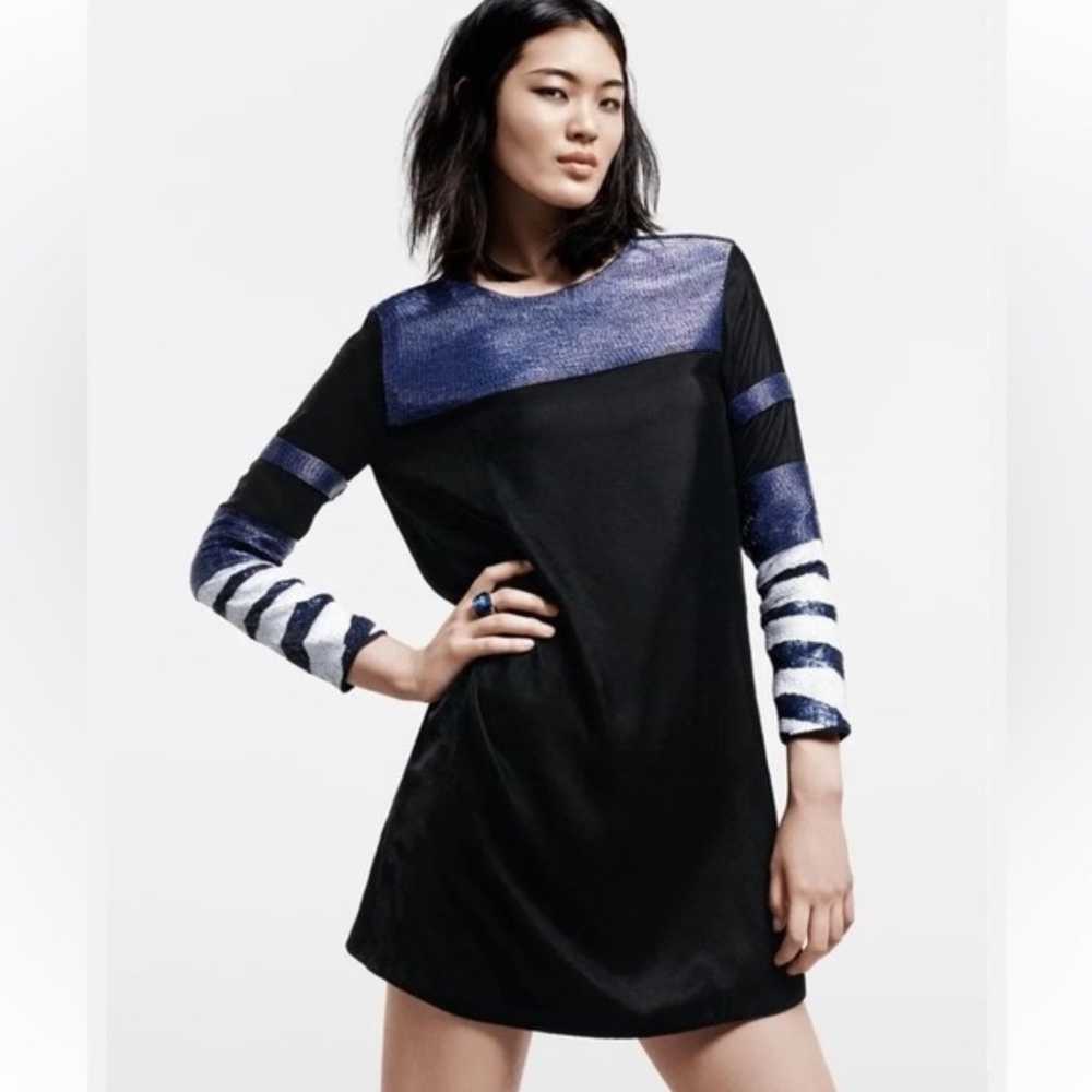 H&M studio collection blue black and white beaded… - image 1