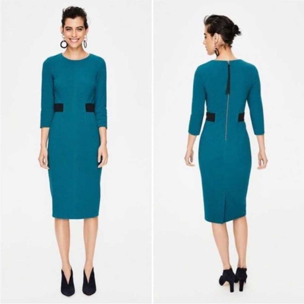 Boden turquoise & black shift dress size 14R - image 1