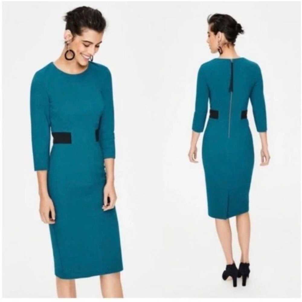 Boden turquoise & black shift dress size 14R - image 2