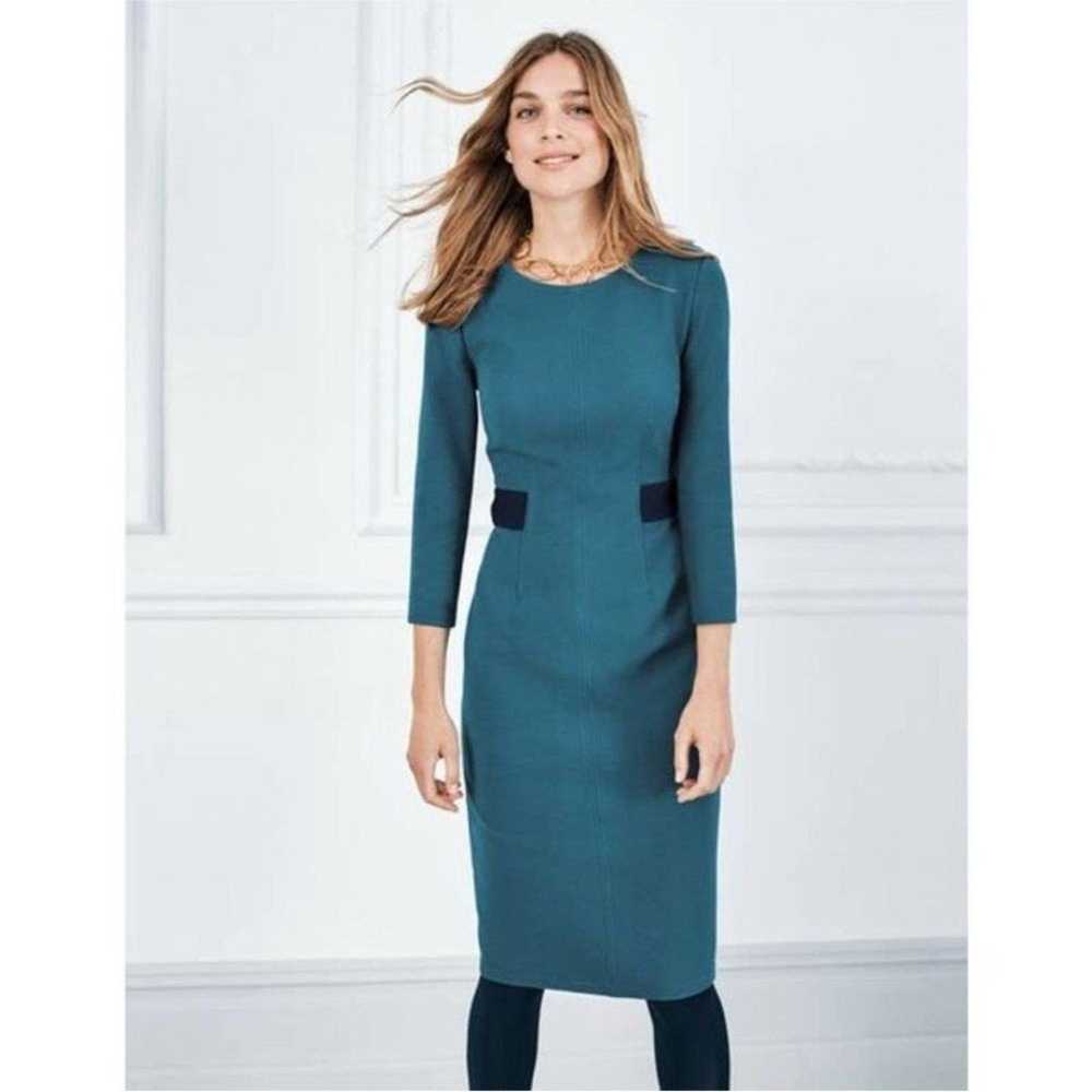 Boden turquoise & black shift dress size 14R - image 3