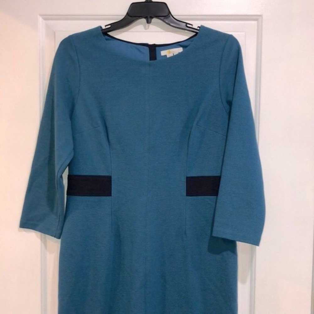 Boden turquoise & black shift dress size 14R - image 5