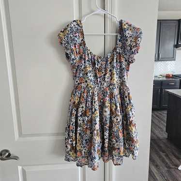Floral Button-Front Mini Dress.