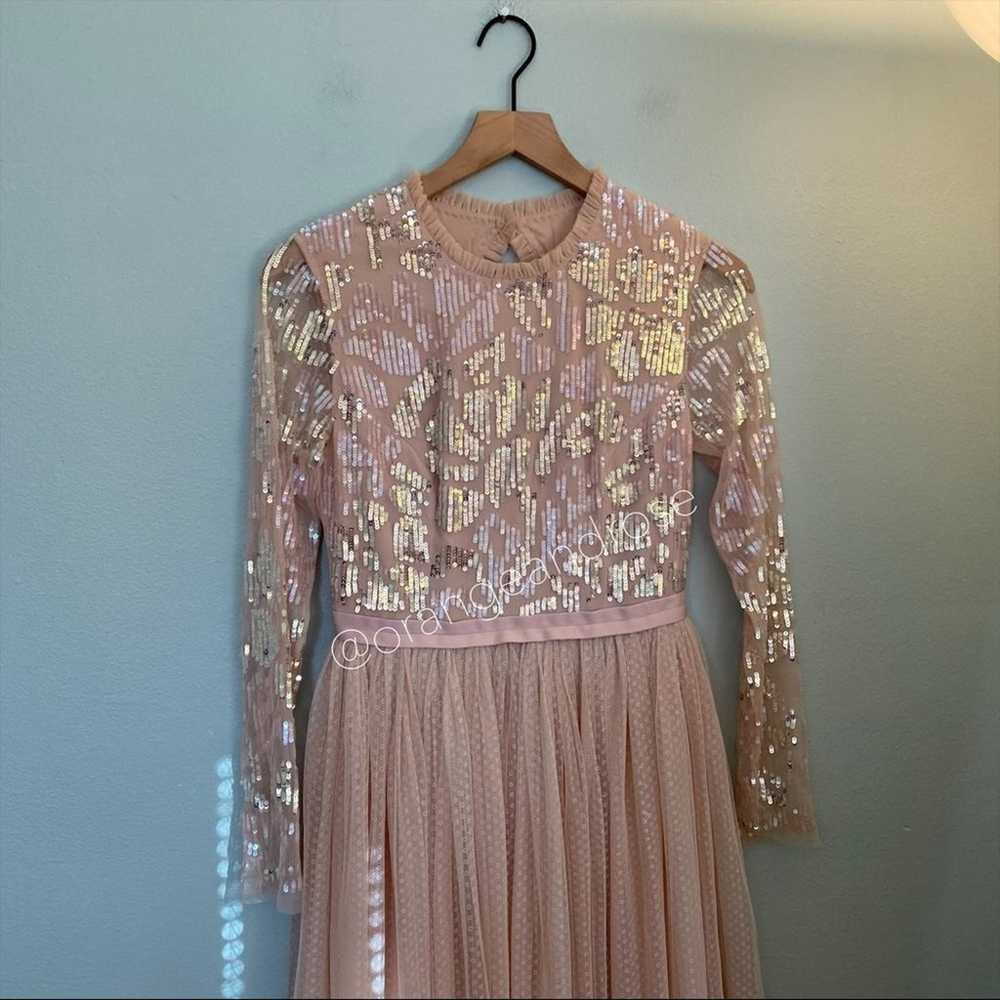 Needle & Thread Blush Pink Sequin Long Sleeve mes… - image 11
