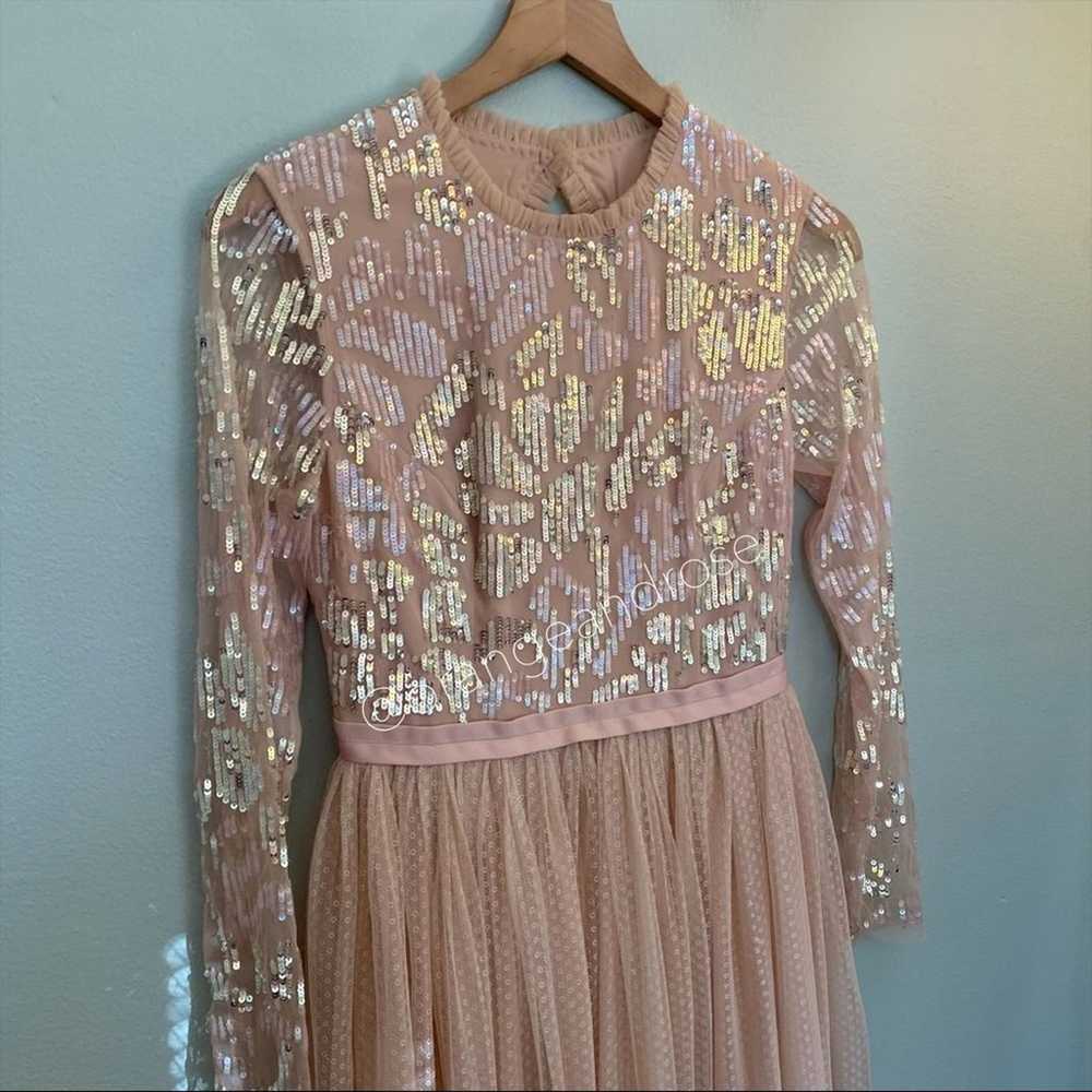 Needle & Thread Blush Pink Sequin Long Sleeve mes… - image 4
