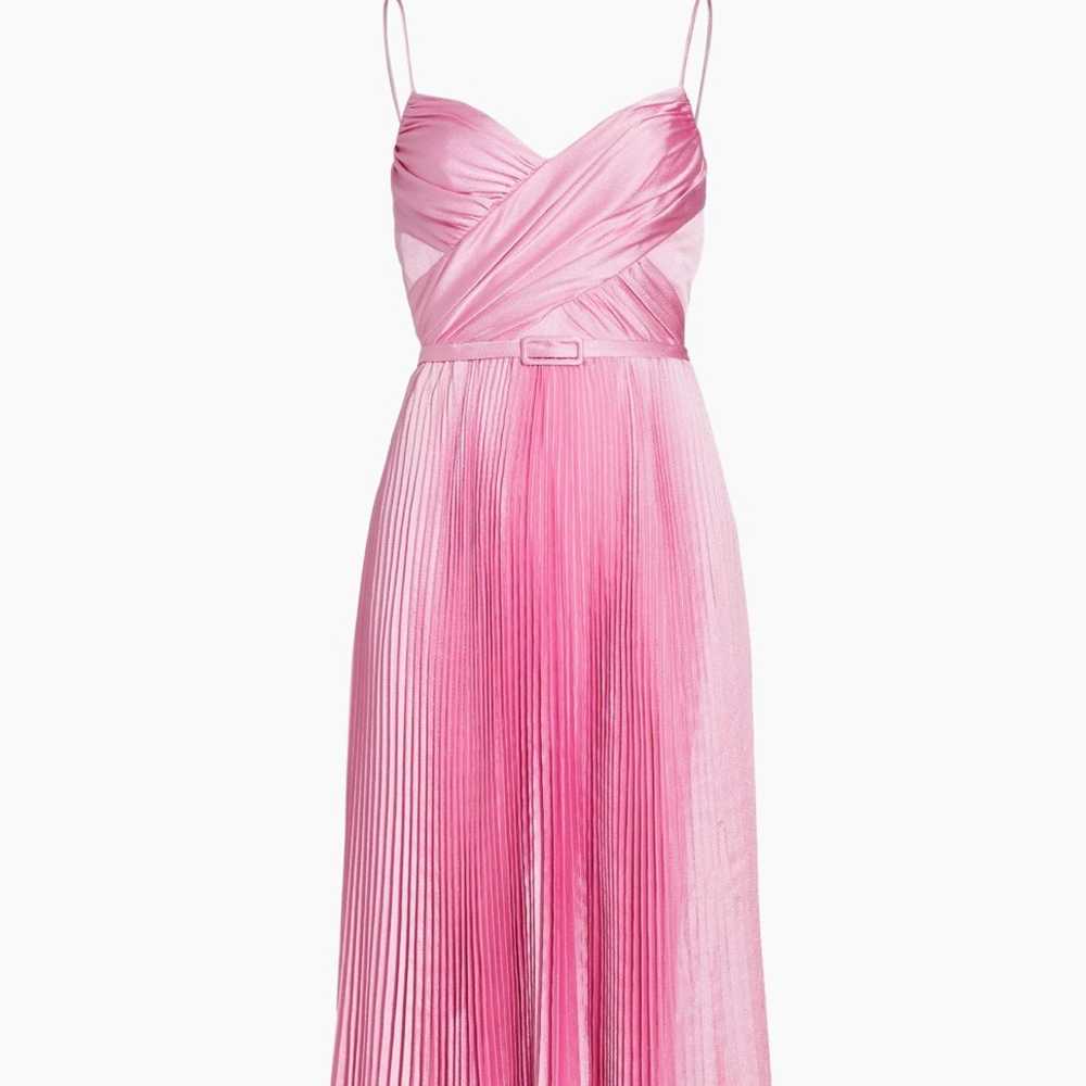 $545 ML Monique Lhuillier Belted Satin Sleeveless… - image 1