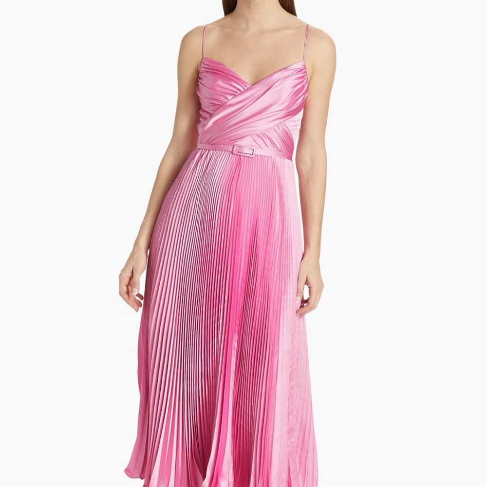 $545 ML Monique Lhuillier Belted Satin Sleeveless… - image 2