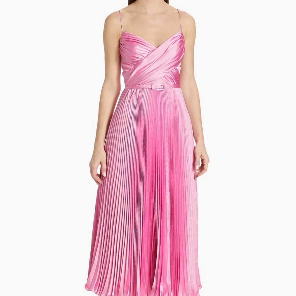 $545 ML Monique Lhuillier Belted Satin Sleeveless… - image 3