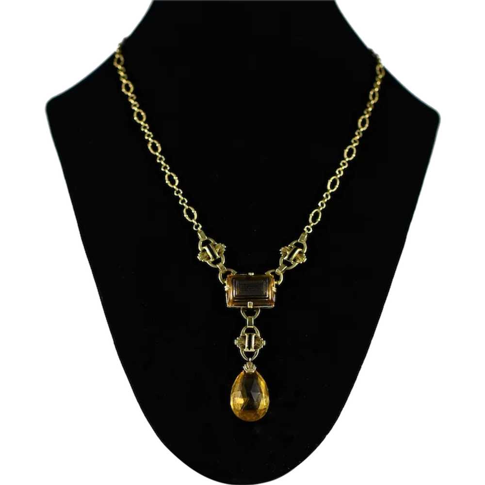 Art Deco Citrine Necklace - image 1