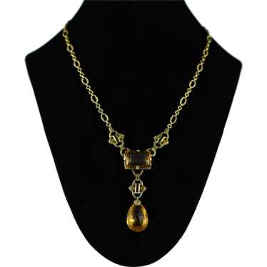 Art Deco Citrine Necklace - image 1