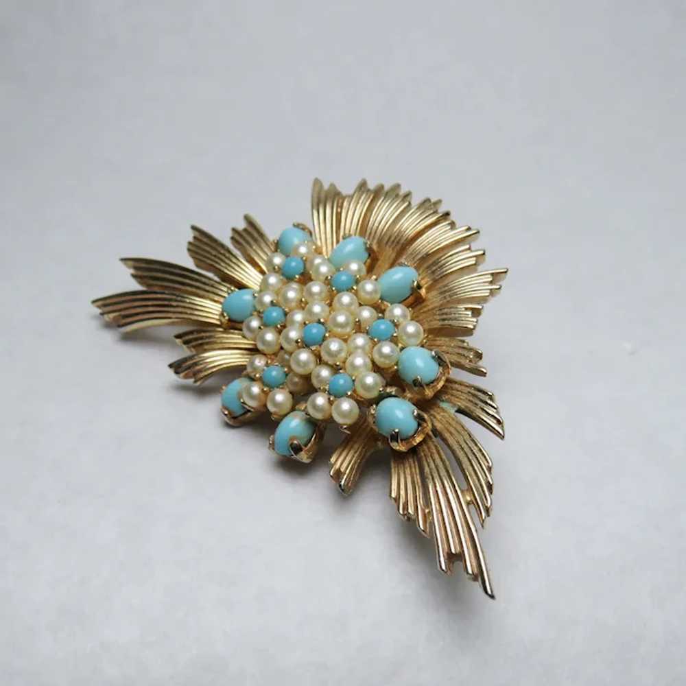 Vintage Marcel Boucher Brooch with Faux Pearls an… - image 5
