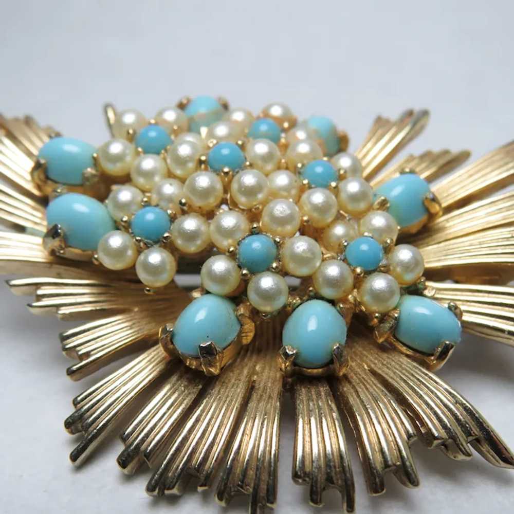 Vintage Marcel Boucher Brooch with Faux Pearls an… - image 7