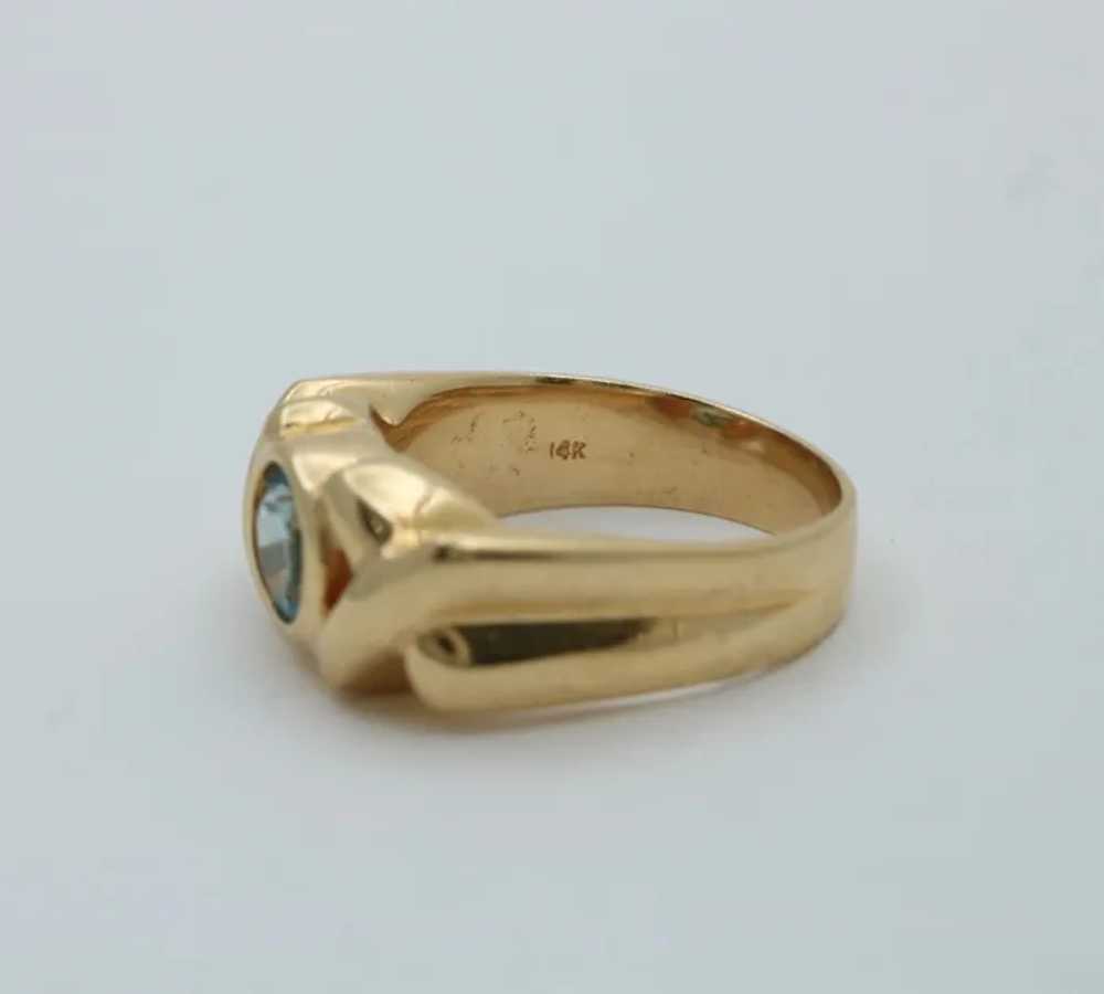 Vintage Blue Topaz and 14K Gold XOXO Ring - image 4