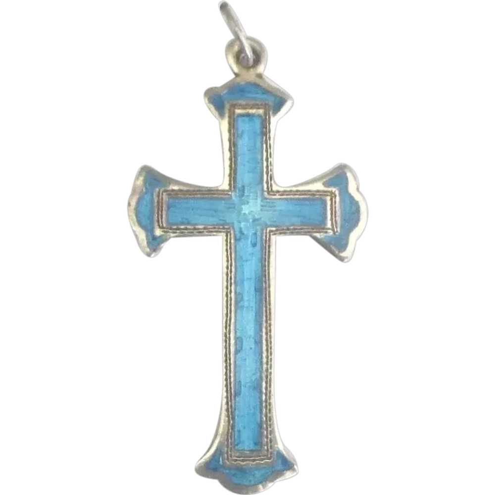 Beautiful Vintage Sterling Guilloche Cross - image 1