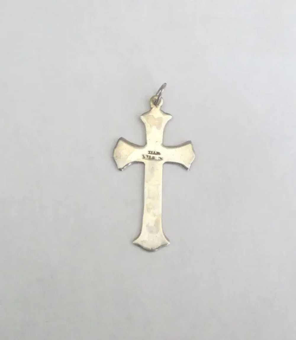 Beautiful Vintage Sterling Guilloche Cross - image 2