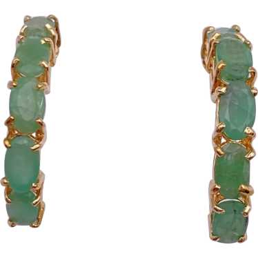 Natural Emerald Half Hoop Earrings 2.50 Carats TW… - image 1