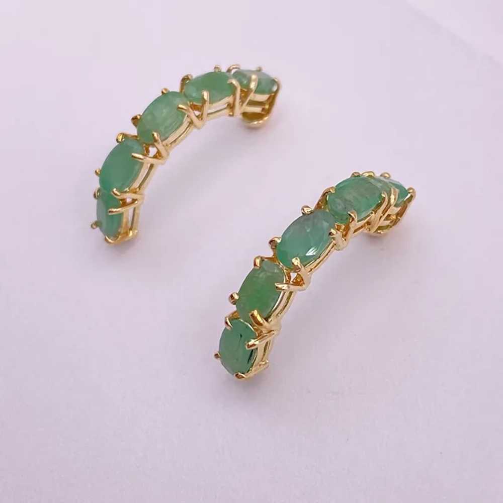 Natural Emerald Half Hoop Earrings 2.50 Carats TW… - image 2