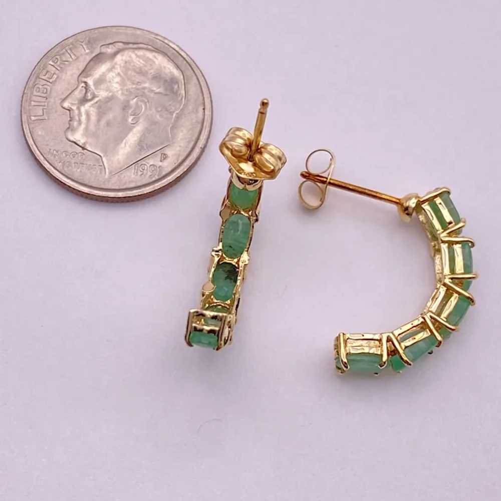 Natural Emerald Half Hoop Earrings 2.50 Carats TW… - image 3