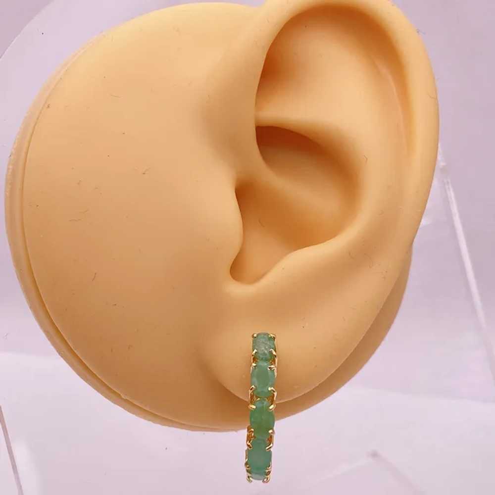 Natural Emerald Half Hoop Earrings 2.50 Carats TW… - image 4