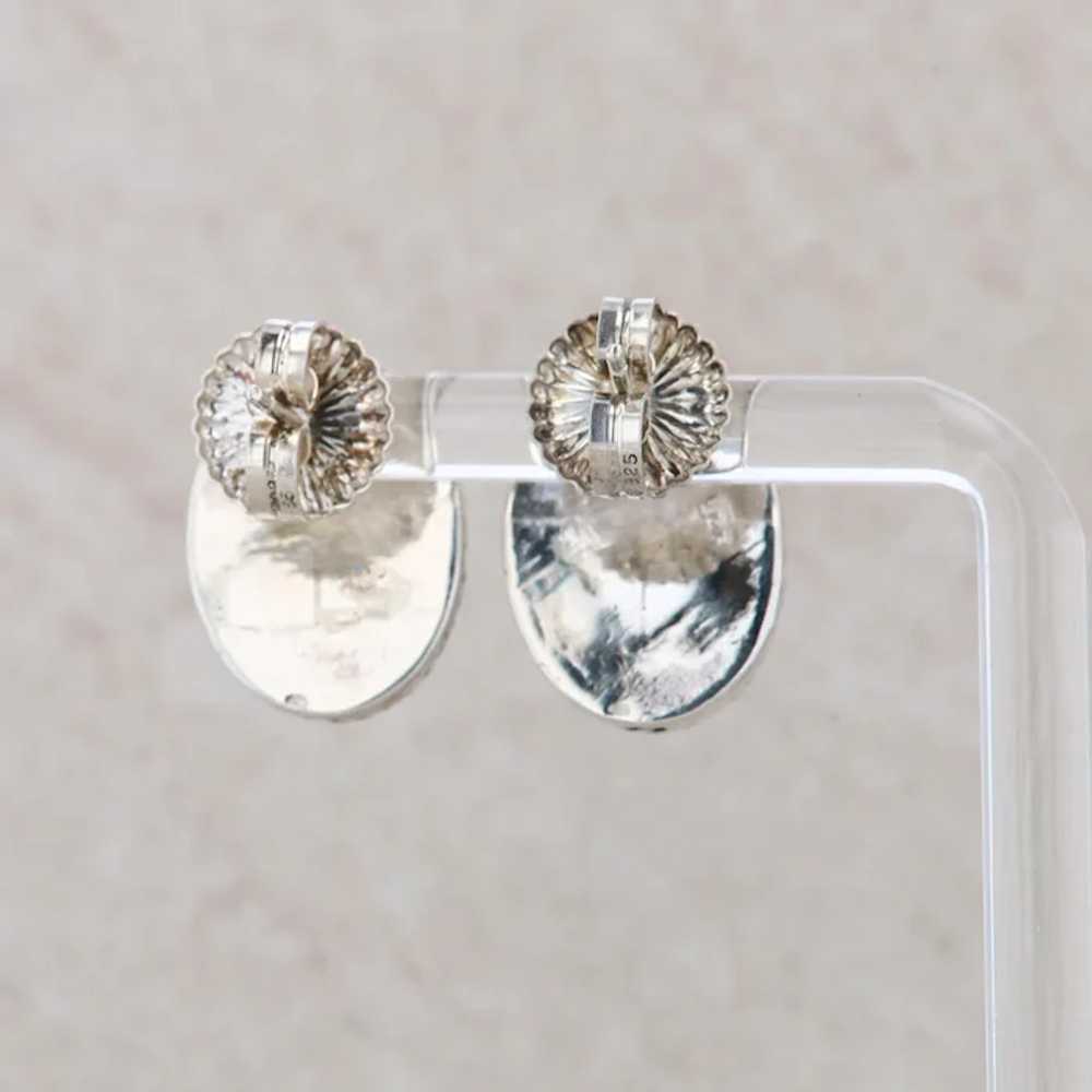 Sterling Silver Hematite Oval Stud Earrings - image 2