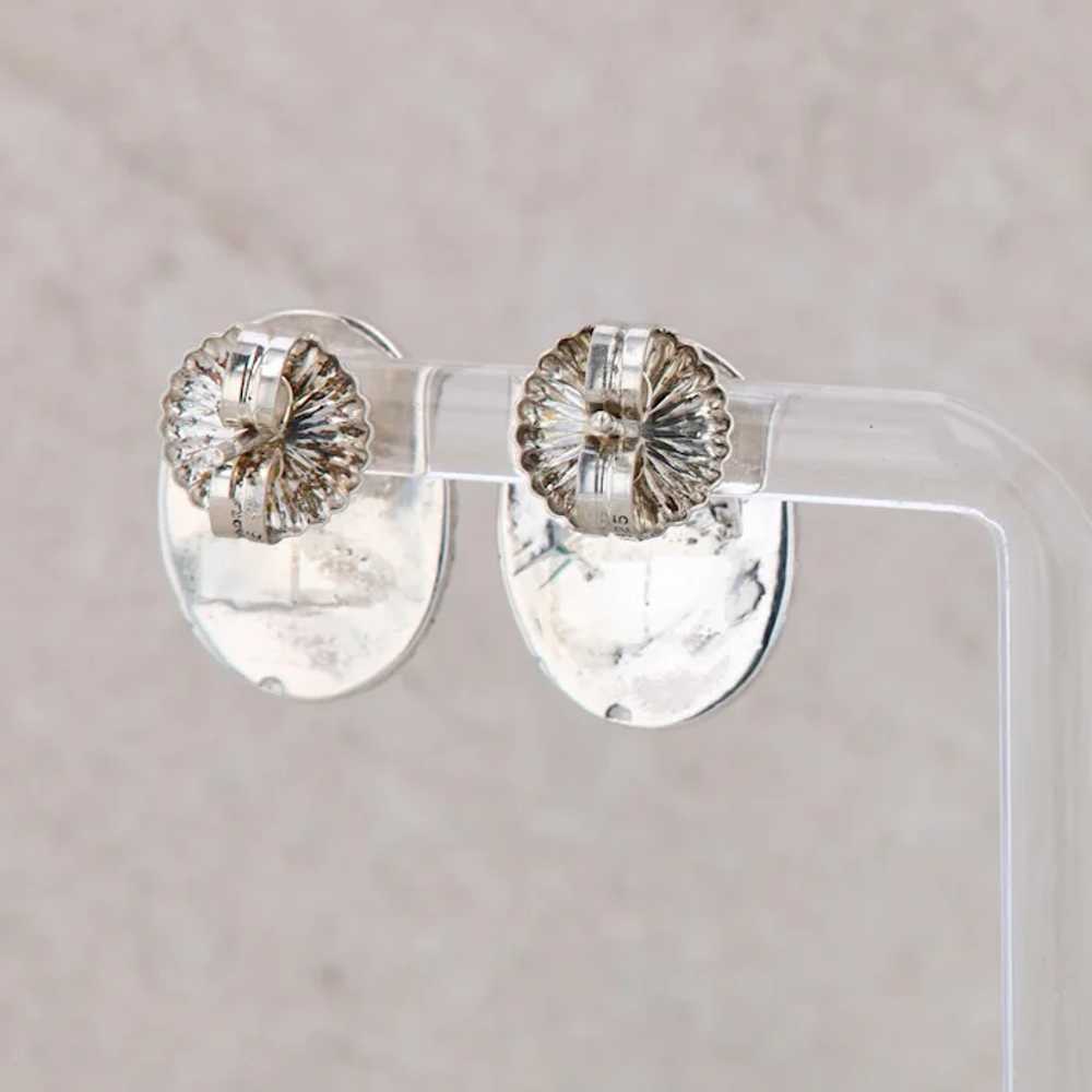 Sterling Silver Hematite Oval Stud Earrings - image 4