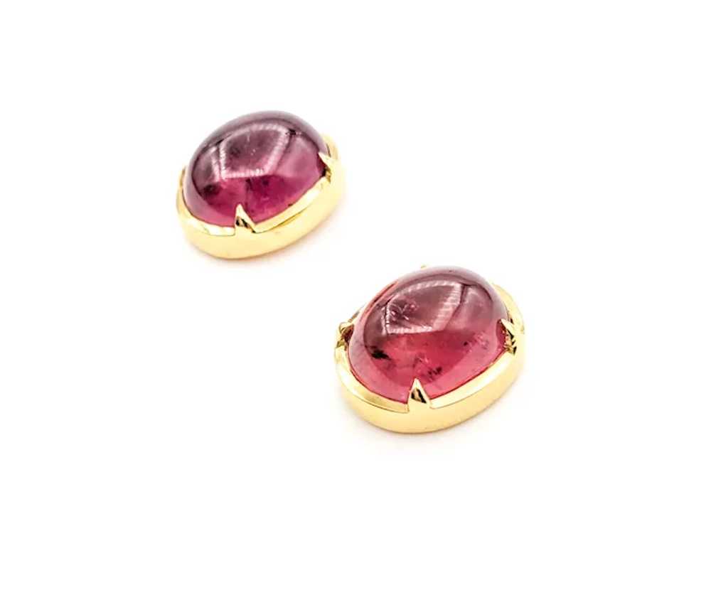 15.5ctw Cabochon Pink Tourmaline Earrings In Yell… - image 4