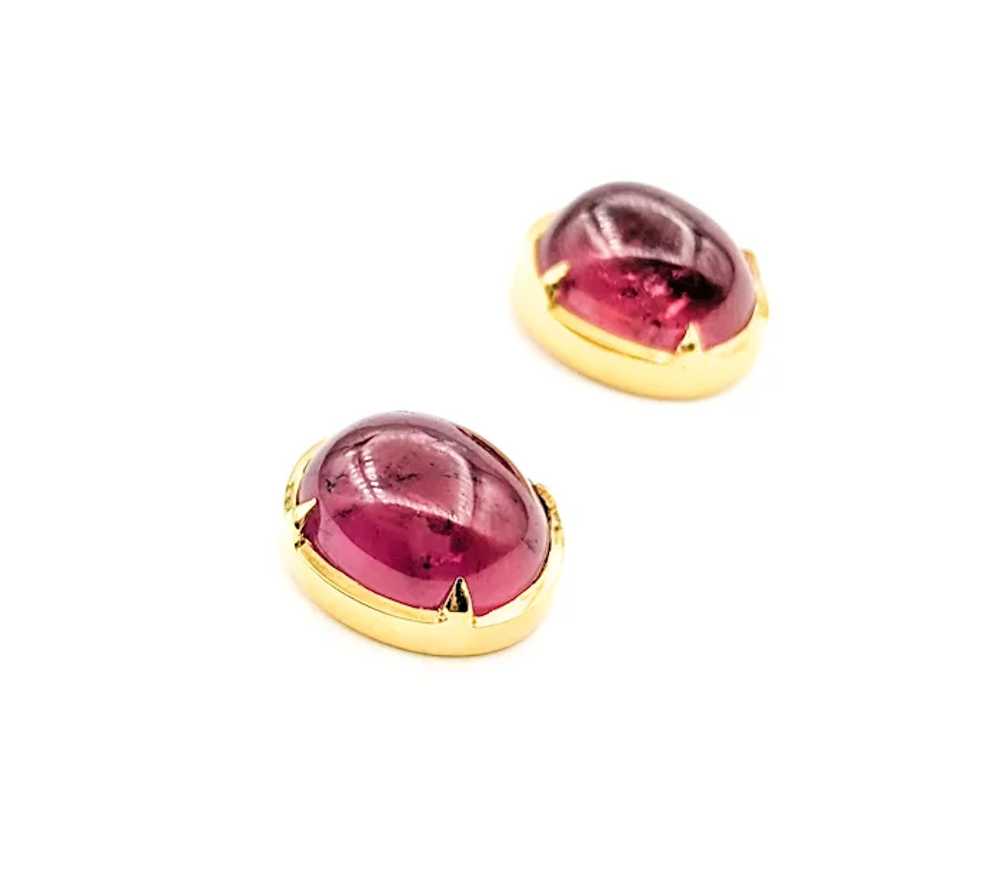 15.5ctw Cabochon Pink Tourmaline Earrings In Yell… - image 5