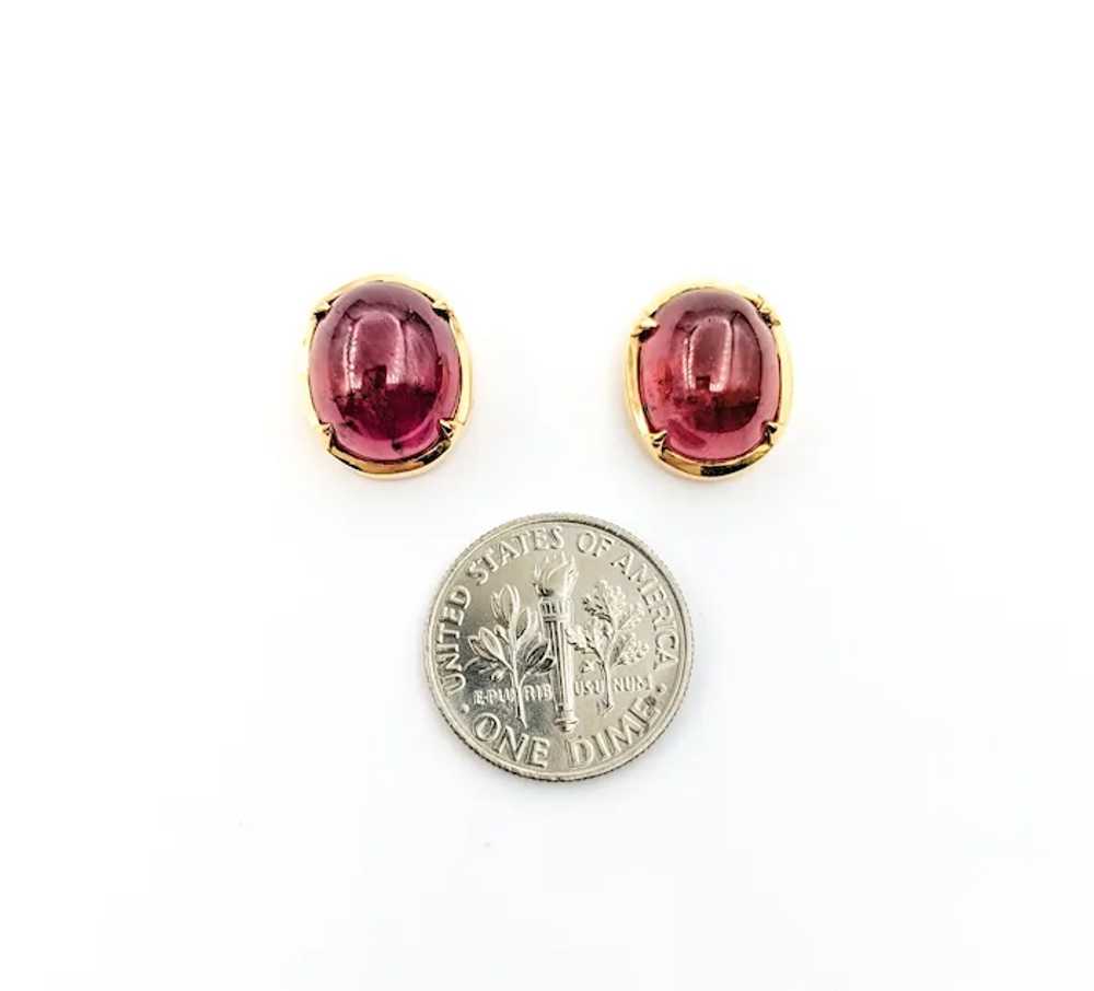 15.5ctw Cabochon Pink Tourmaline Earrings In Yell… - image 7