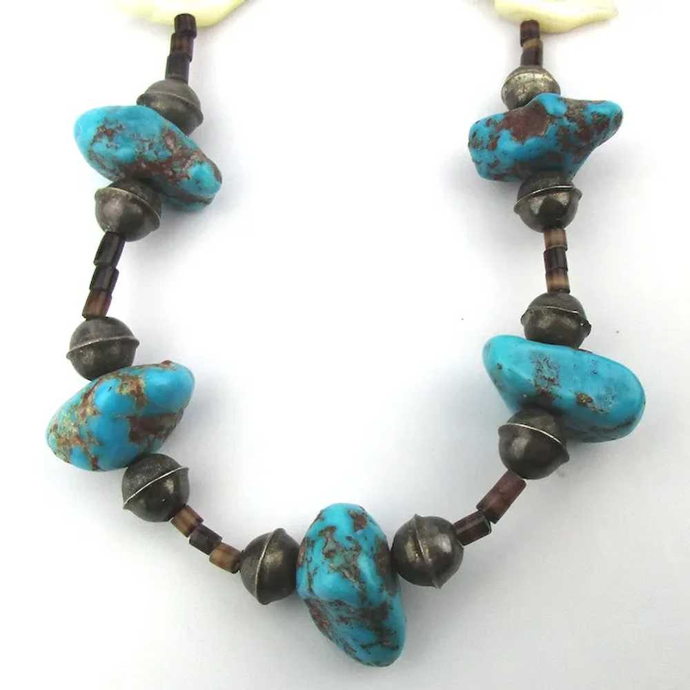 Zuni Fetish Necklace - Sterling Turquoise MOP Hei… - image 4