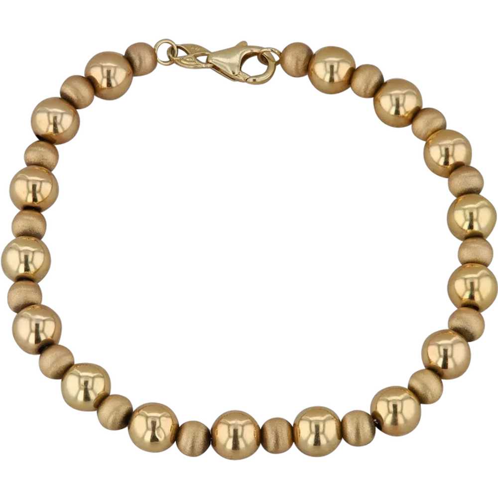 14k Yellow Gold Textured Beaded Bracelet 4.47g - image 1