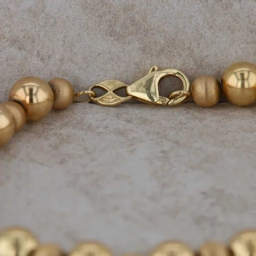 14k Yellow Gold Textured Beaded Bracelet 4.47g - image 2