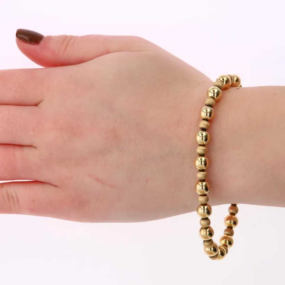 14k Yellow Gold Textured Beaded Bracelet 4.47g - image 3