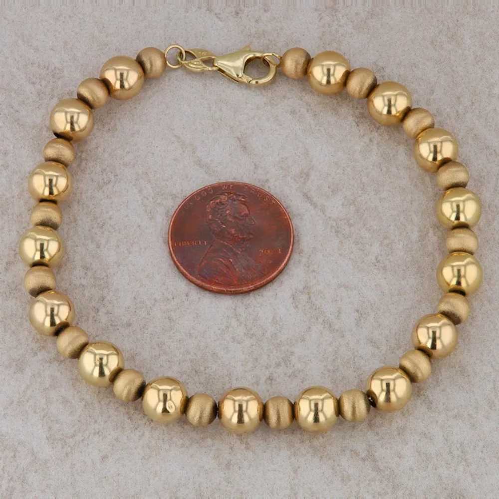 14k Yellow Gold Textured Beaded Bracelet 4.47g - image 4