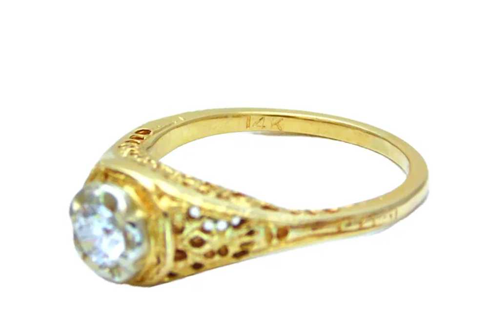 14k Antique Natural Diamond Solitaire Ring - image 10