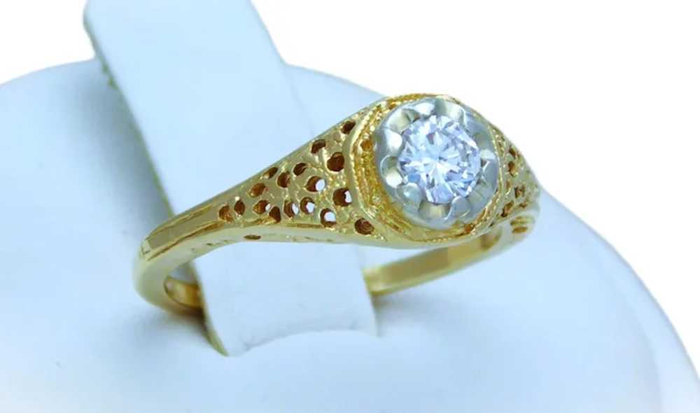 14k Antique Natural Diamond Solitaire Ring - image 2
