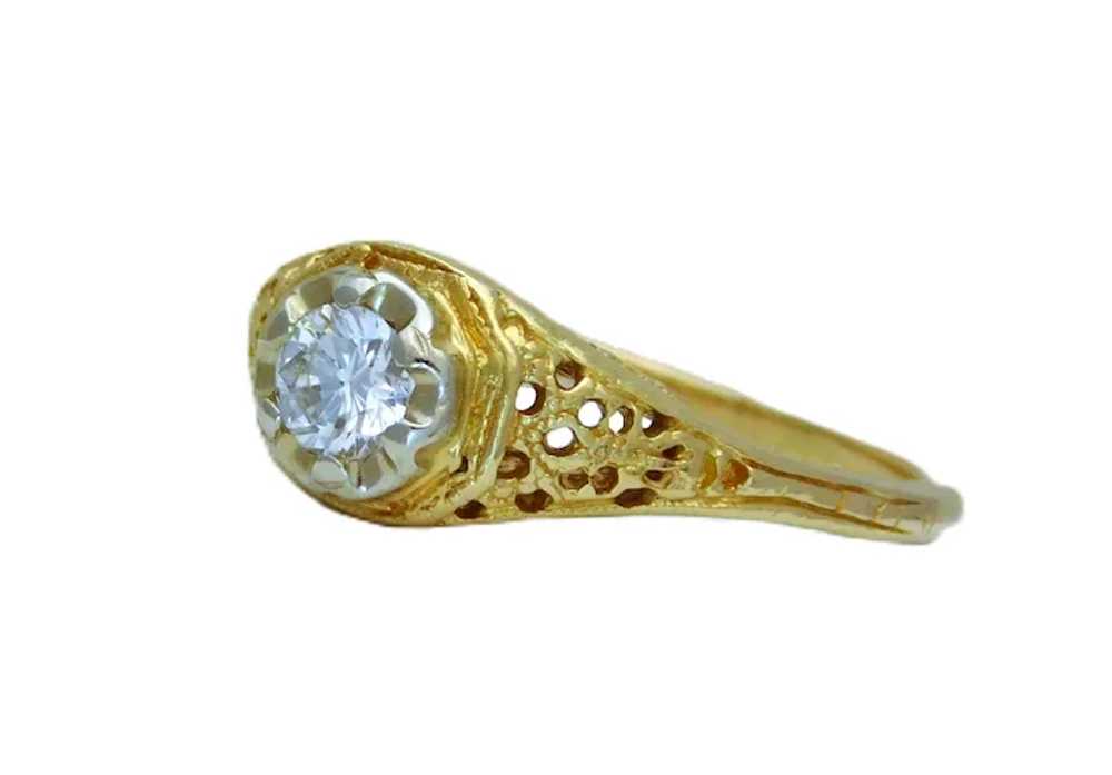 14k Antique Natural Diamond Solitaire Ring - image 9