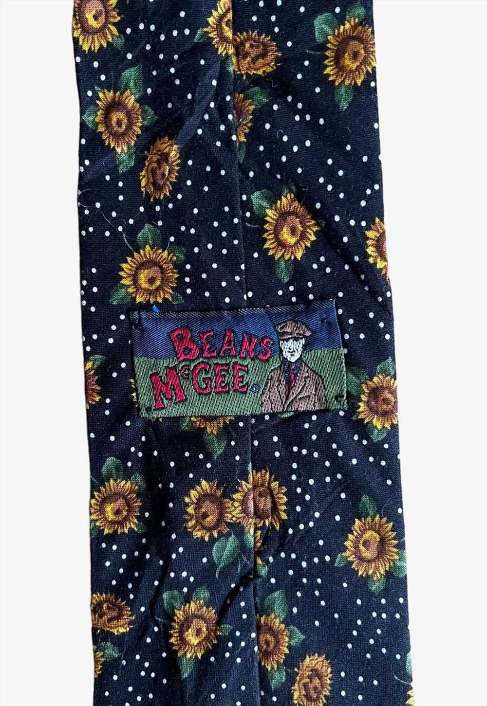 Vintage 90s Beans McGee Sunflower Print Navy Cott… - image 2