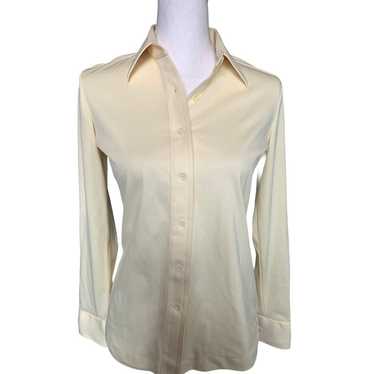Vintage 70s Sears polyester disco Shirt Cream - image 1
