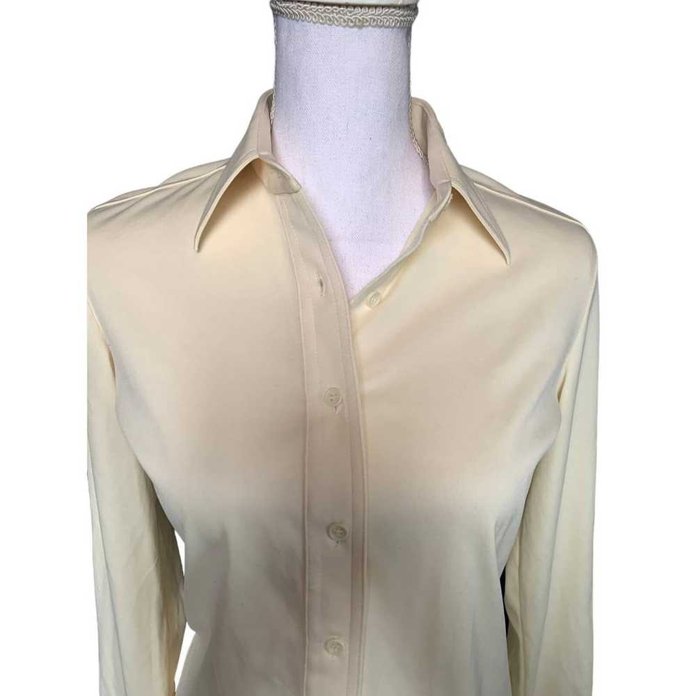 Vintage 70s Sears polyester disco Shirt Cream - image 2