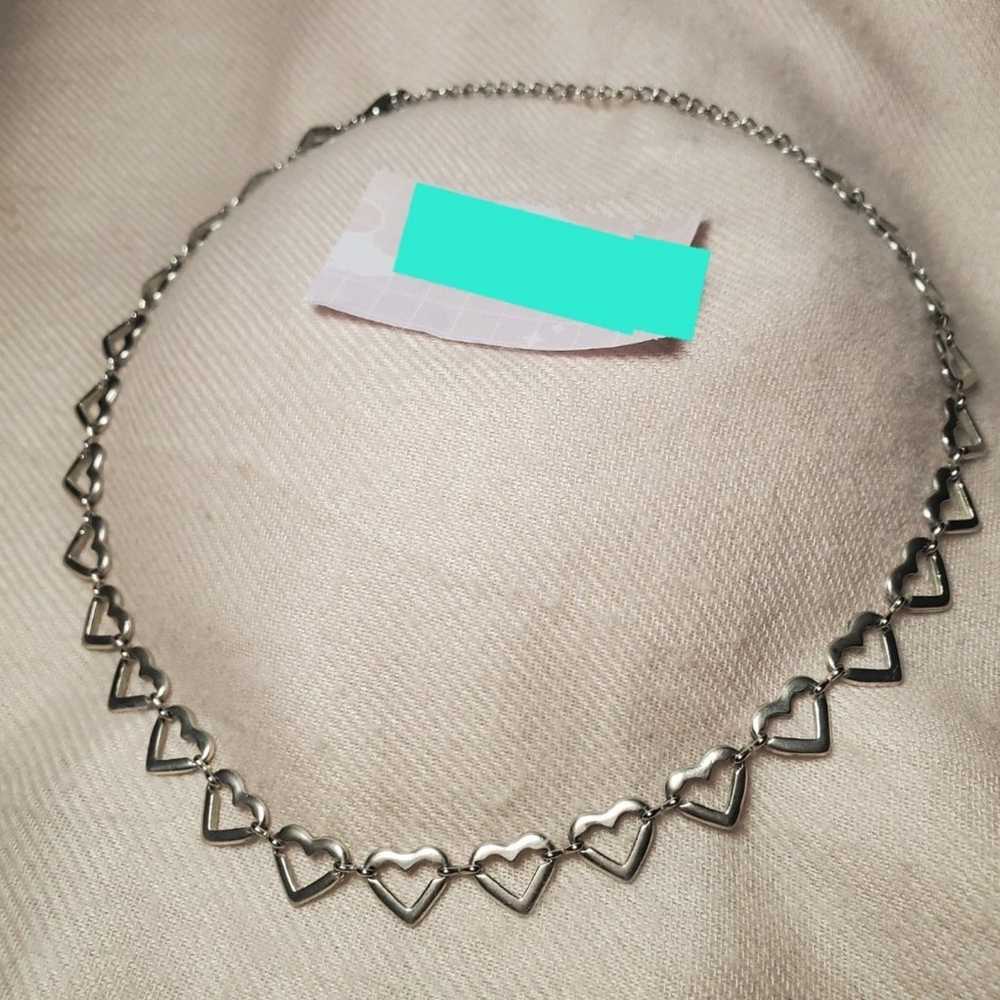 Vintage Y2K Heart Chain Choker Necklace - image 2