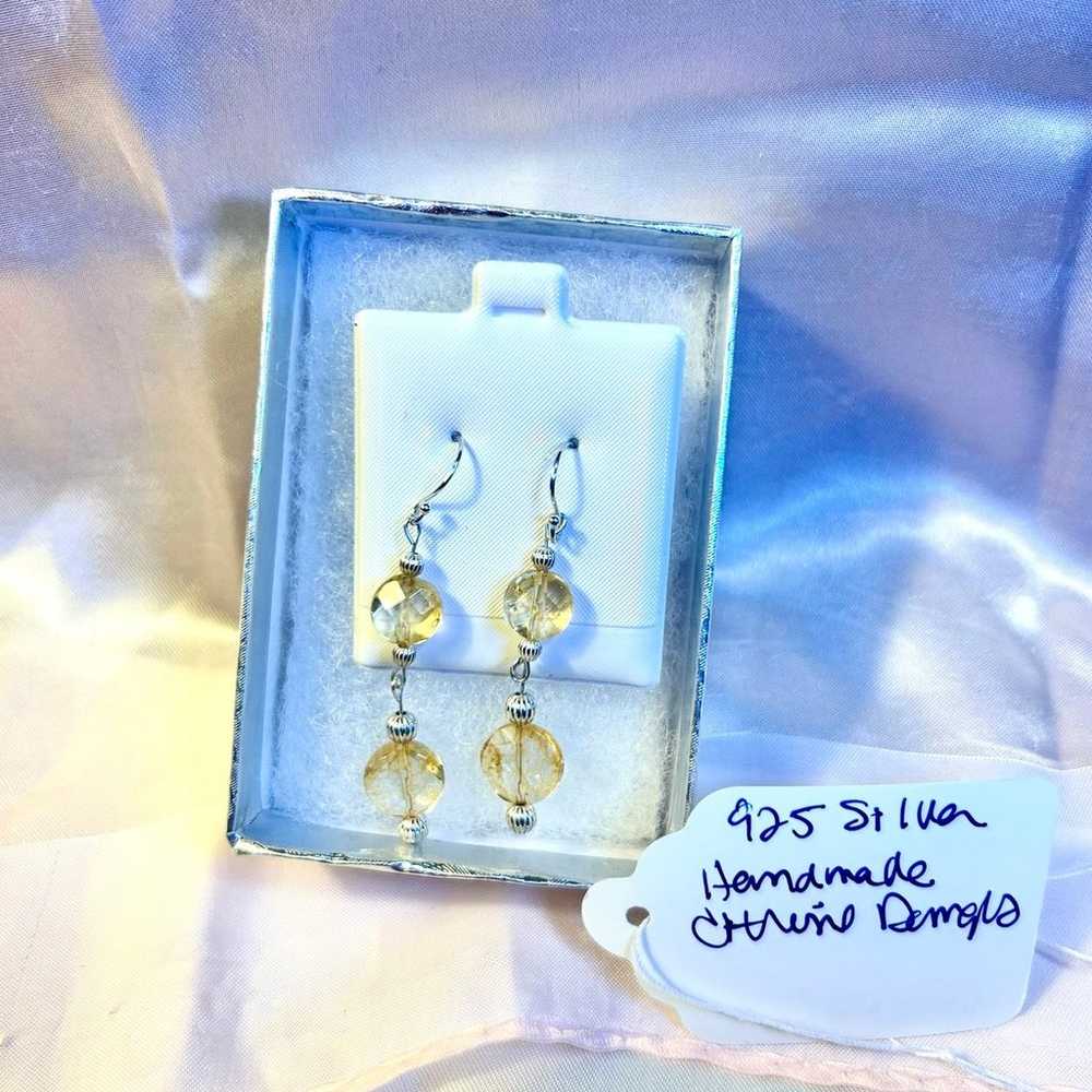 earrings 925 silver earrings with Citrine stone. … - image 1