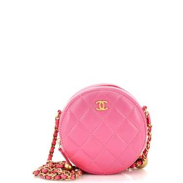 CHANEL Pearl Crush Round Clutch with Chain Quilted