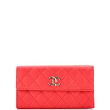 CHANEL Textured CC Flap Wallet Quilted Caviar Long